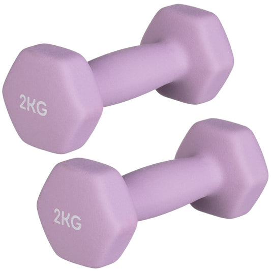 2KG Purple Neoprene Dumbbell Set Pair
